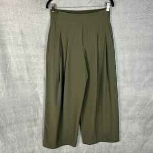 Athleta Pants Women 6 Green Wide Leg Stretch Comfort Active Pullon Travel Office